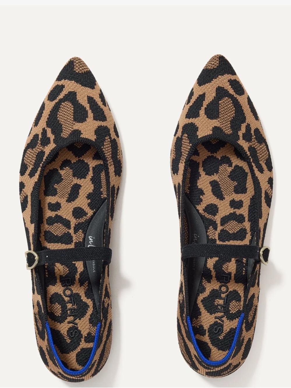 Rothy's The Point Mary Jane II Amber Cat Print Flats size 7